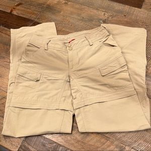 Women THE NORTH FACE Beige Khaki Cropped Cargo Stretch Pants Sz 2.